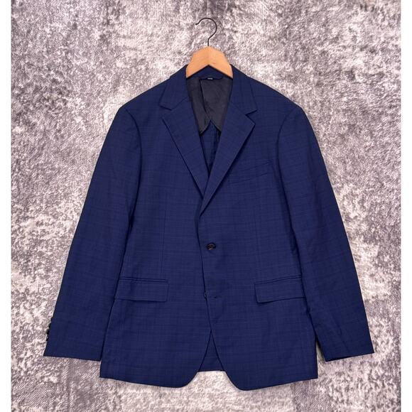 Bonobos Blazer 40 R Mens Athletic Fit Blue Plaid Italian Wool Unlined Sport Coat - Picture 1 of 10